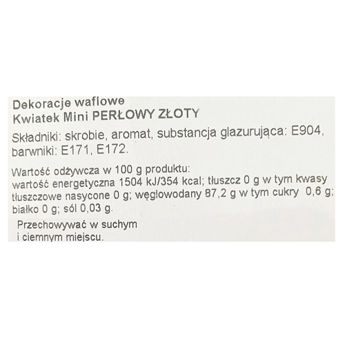Kwiaty na tort kwiat waflowy mini kwiatuszki dekoracje urodzinowe ozdoby na tort złoty 20 sztuk
